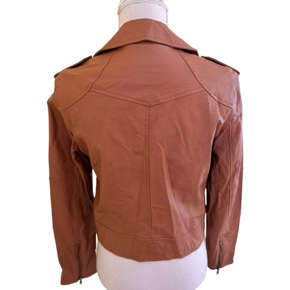 Cupcakes and Cashmere Tan Faux Leather Moto Jacket S - Picture 8 of 12